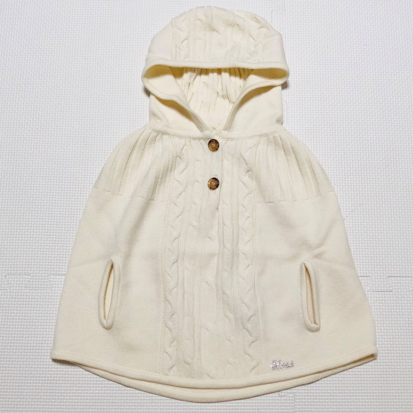 □極美品□GUCCI グッチ キッズ フード付きニットポンチョ ウール100 