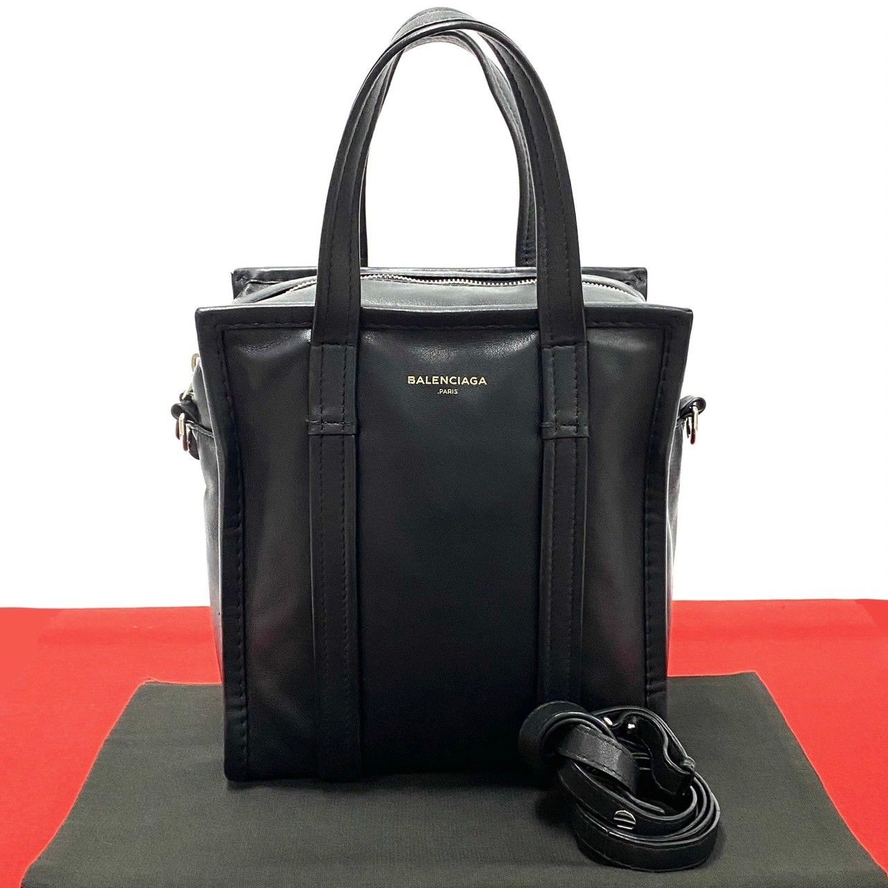 極 美品 BALENCIAGA バレンシアガ バザール ショッパー レザー 2way ショルダーバッグ ハンドバッグ ミニ トートバッグ ブラック  34544 - メルカリ