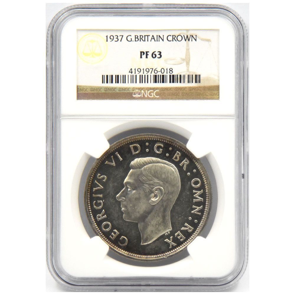 イギリス 1937 ジョージ6世 クラウン 銀貨 NGC PF63 - メルカリ