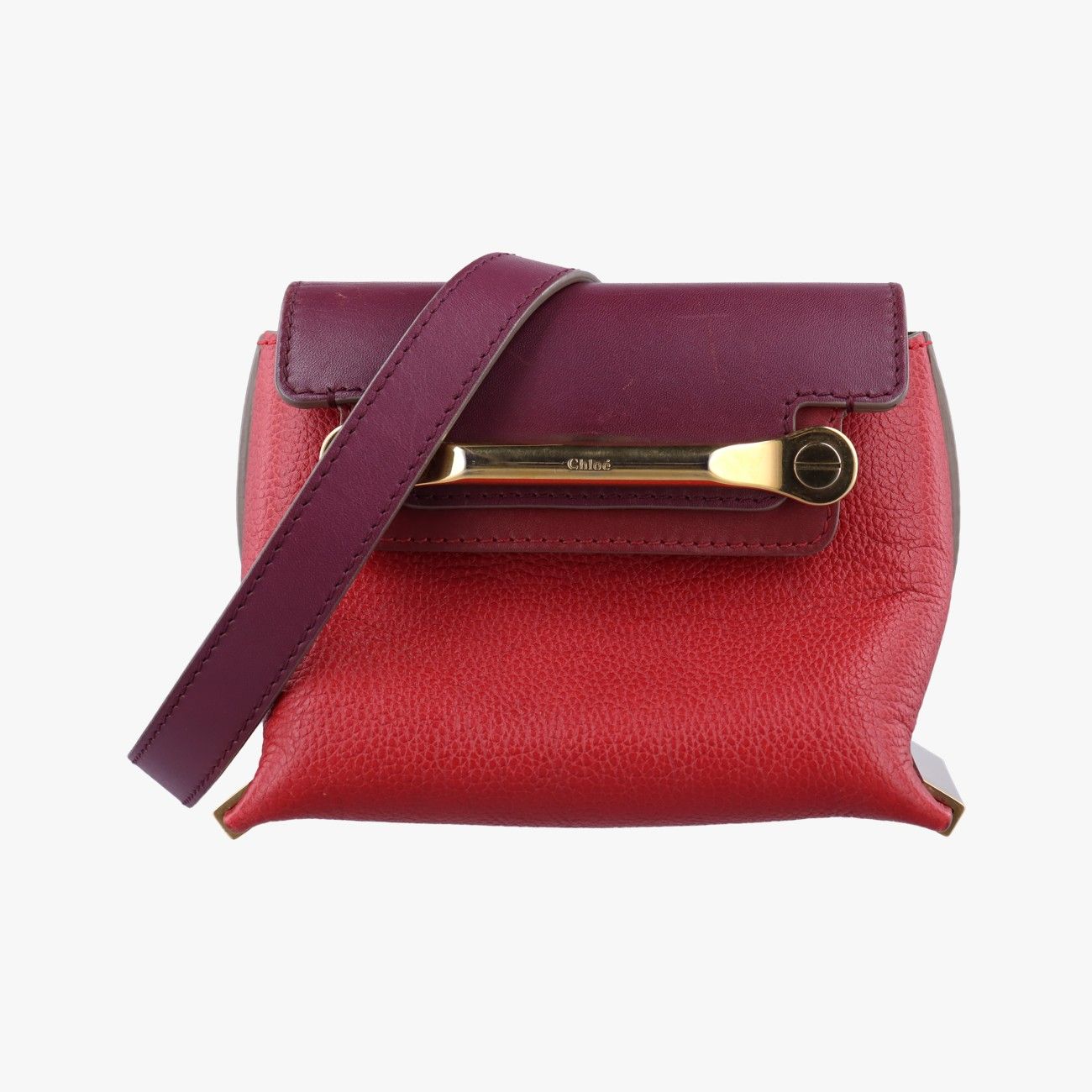 クロエChloeクレーア ワインレッド×レッド レザー 021457-65-9