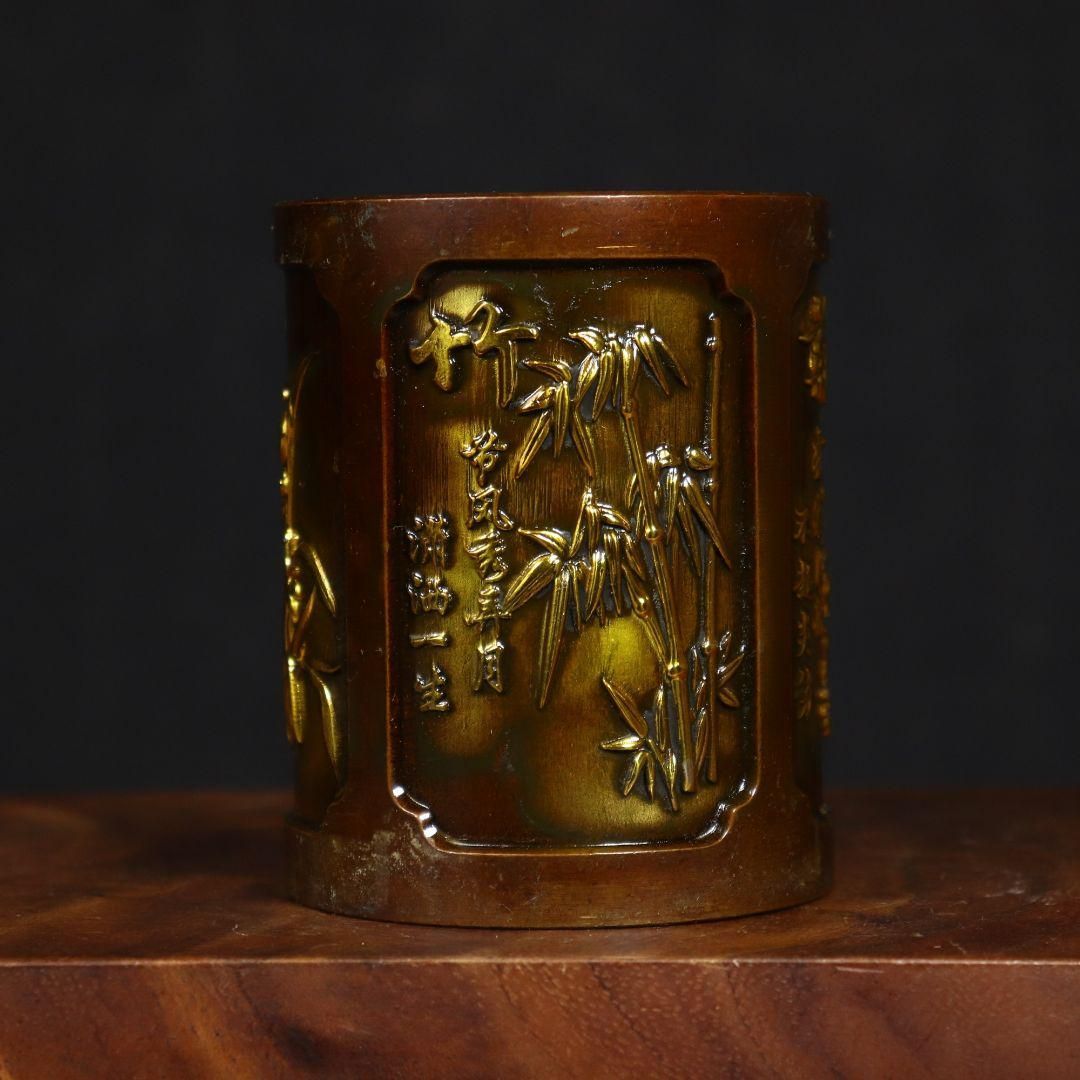 銅器 梅蘭竹菊筆筒 筆筒 文房 置物 装飾品 工芸品 美術品 銅器 梅蘭竹菊筆筒 筆筒 文房 置物 装飾品 工芸品 美術品