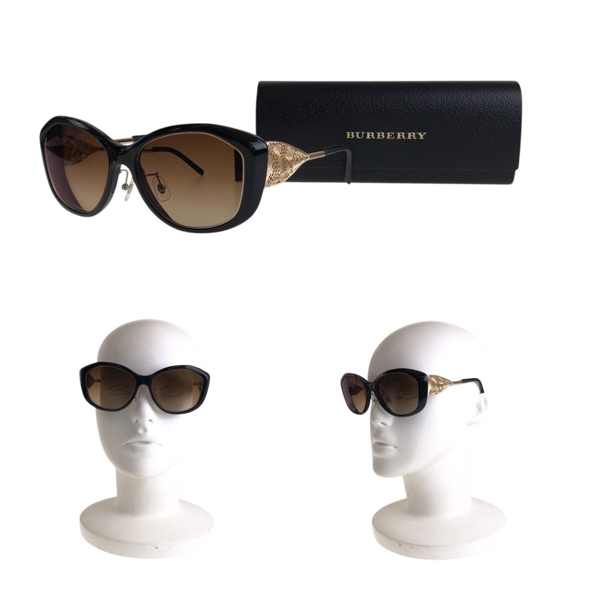 BURBERRY バーバリー ブラック 黒 ゴールド金具 プラスチック B 4208-O-F 3001/8G 57◻︎16 135 サングラス 男女兼用 ウェリントン レディース 409822 【中古】 メルカリ