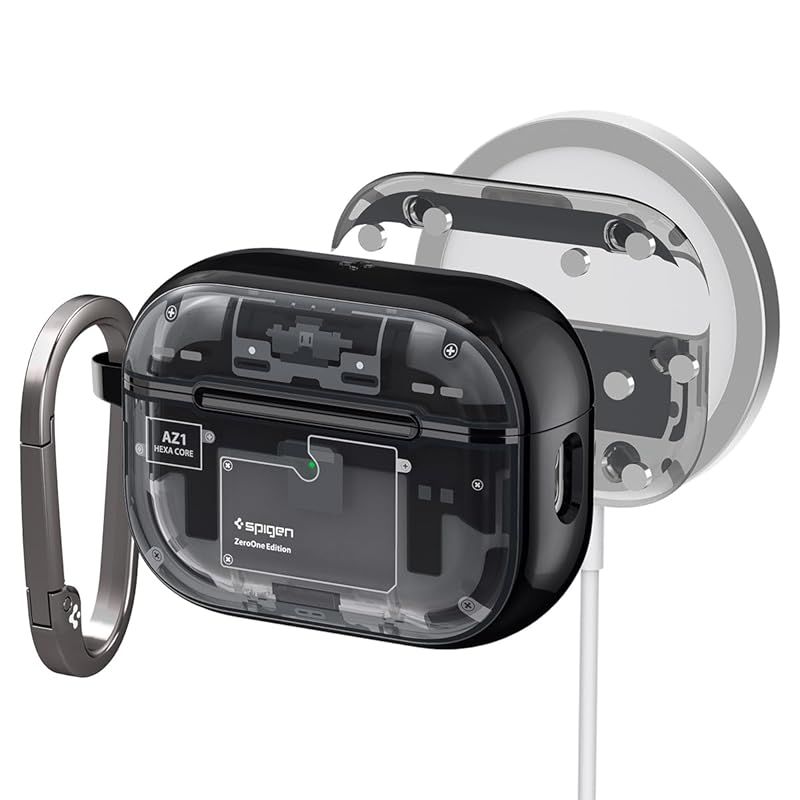 Spigen Airpods Pro 2 ケース MagSafe対応 マグネット搭載 黄変なし 2重構造 米軍MIL規格取得 耐衝撃 マグセーフ 適用カバー ワイヤレス充電対応 ウルトラハイブリッドマグ ACS05593 ゼロワン ブラック