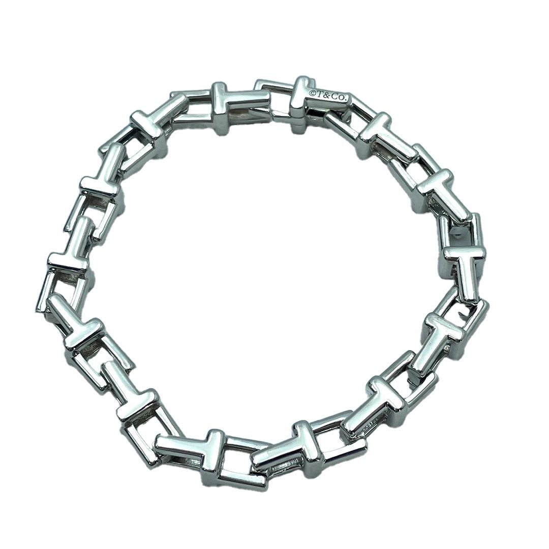 ▢◇希少 TIFFANY＆Co. ティファニー Tチェーン ナロー ブレスレット