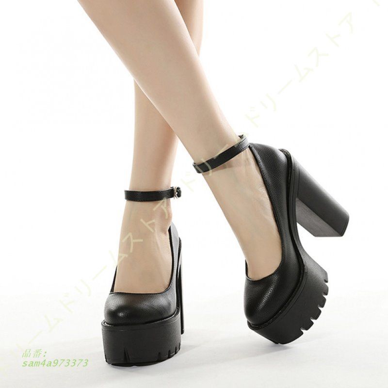 厚底パンプス 美脚 太ヒール 13CMヒール レディース 軽量 オフィス リクルート ストラップ 疲れない 卒業式 歩きやすい 幅広 安定感 可愛い 通学 入学式 通勤 am4a973373