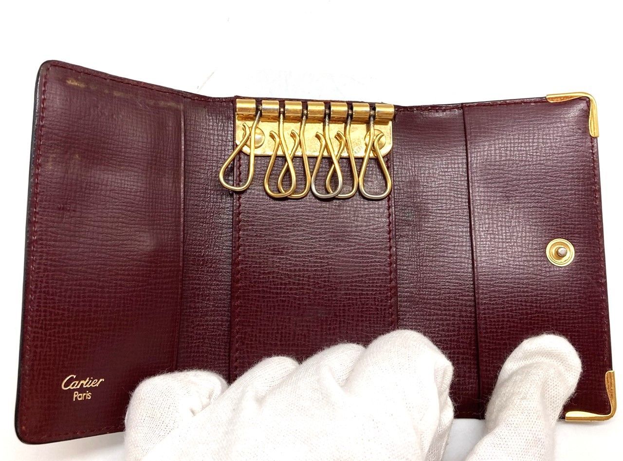 ☆カルティエ Cartier キーケース6連 マストライン レザー レッド系