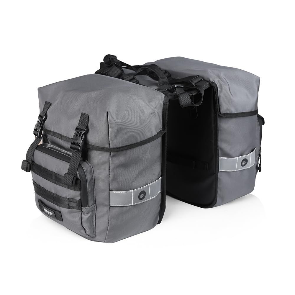 新品 Rhinowalk自転車パニアバッグ 40L ダブルパニアバッグ サドルバッグ リアラック 大容量 防水 サイクリングバッグ サイクリング 反射 キャリングハンドル付き 自転車サイクリングアクセサ