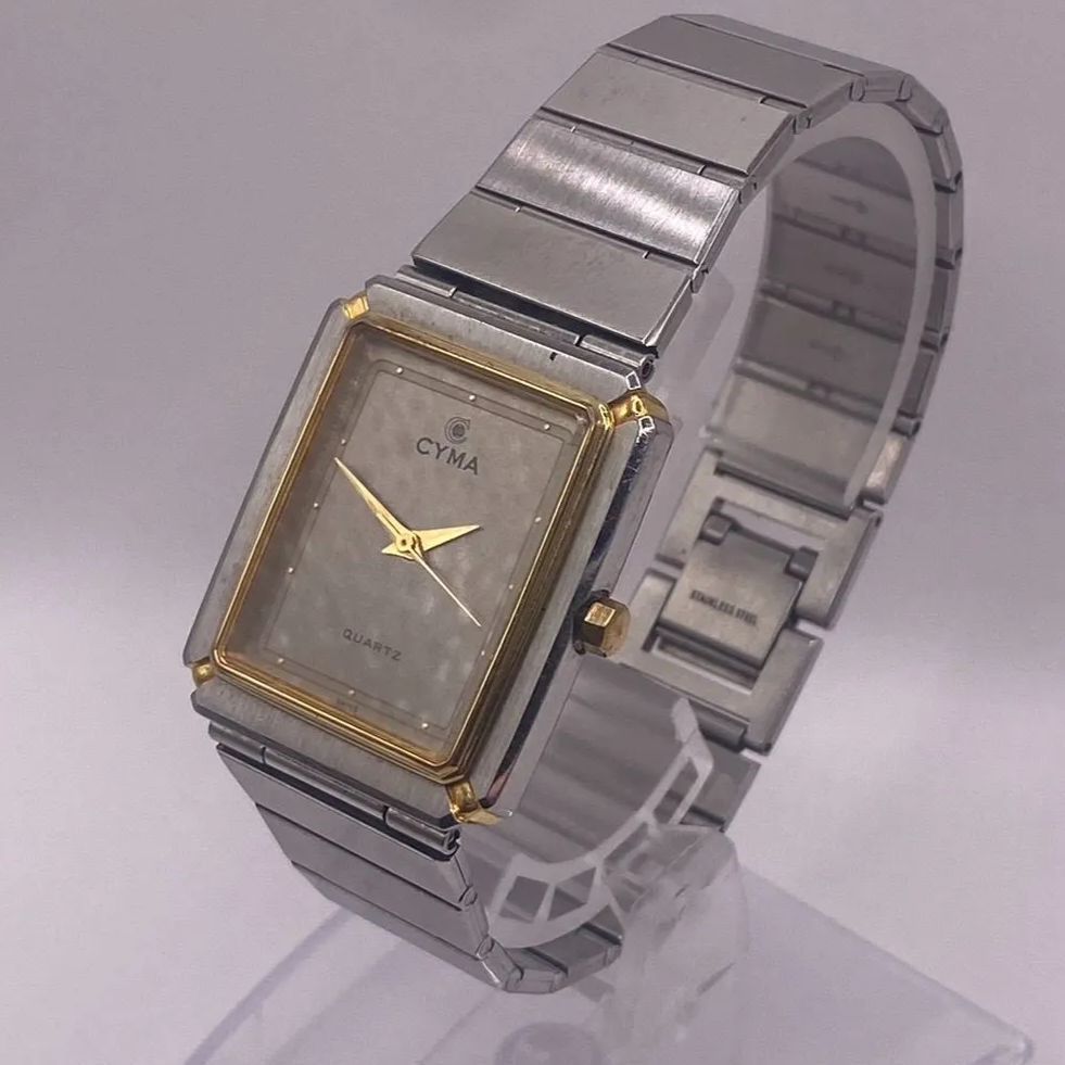 【✨メンズ✨】 CYMA レディース クォーツ　腕時計 金　GOLD　ゴールド 銀　SILVER　シルバー　コンビ　金針　高級　ブランド　昭和　レトロ　ゴージャス　高価　アンティーク　ヴィンテージ