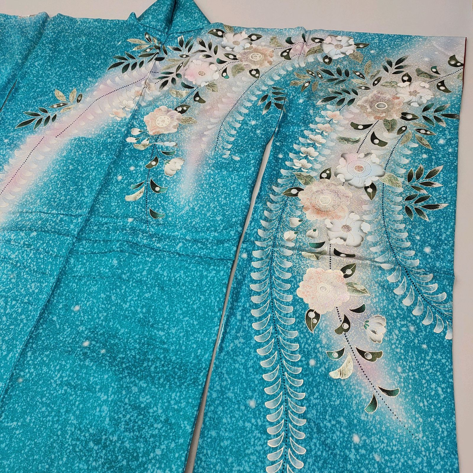 辻が花 振袖 藤 舞蝶文 新橋色 駒刺繍 たたき染め 金銀彩 - メルカリ