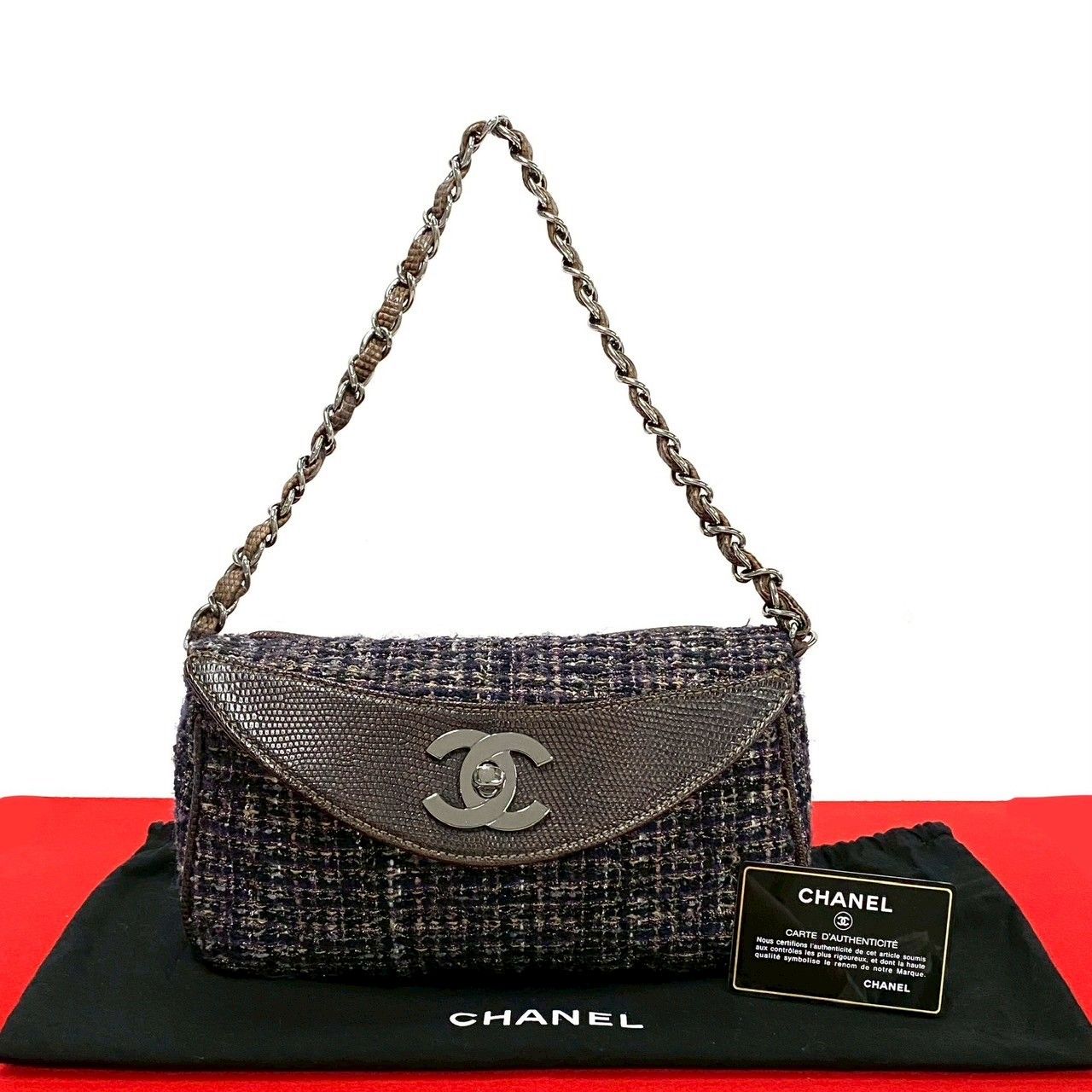 極 美品 袋付 カード シール有 10番台 CHANEL シャネル ココ リザード 