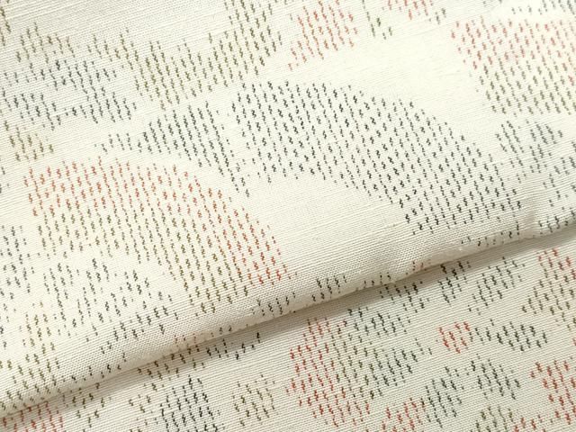 平和屋着物▽上質な紬 単衣 扇面草花文 正絹 逸品 CAAQ0068vf