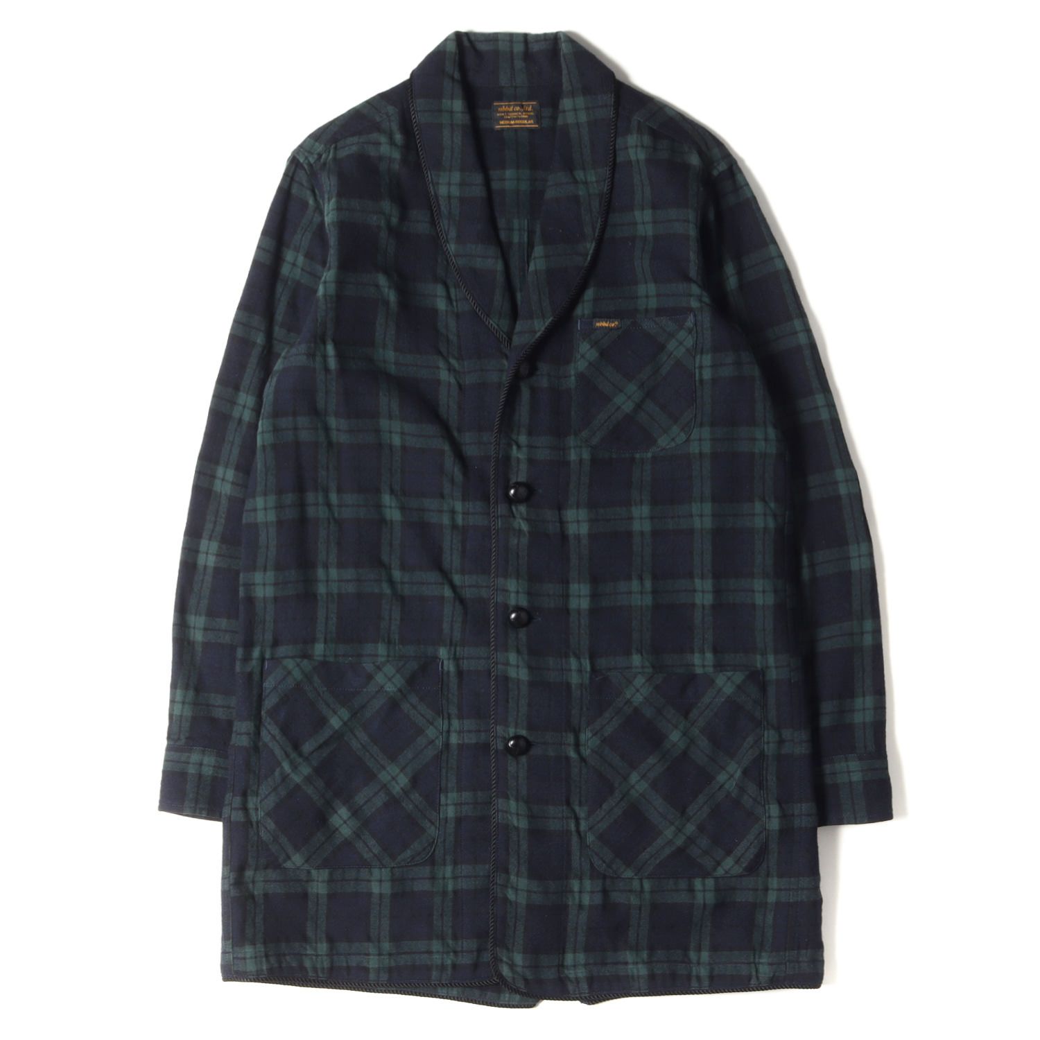 NEIGHBORHOOD ネイバーフッド コート サイズ:M チェック ウール ショールカラー コート DRESSING / CW-COAT グリーン ネイビー 緑 紺 アウター カジュアル ブランド