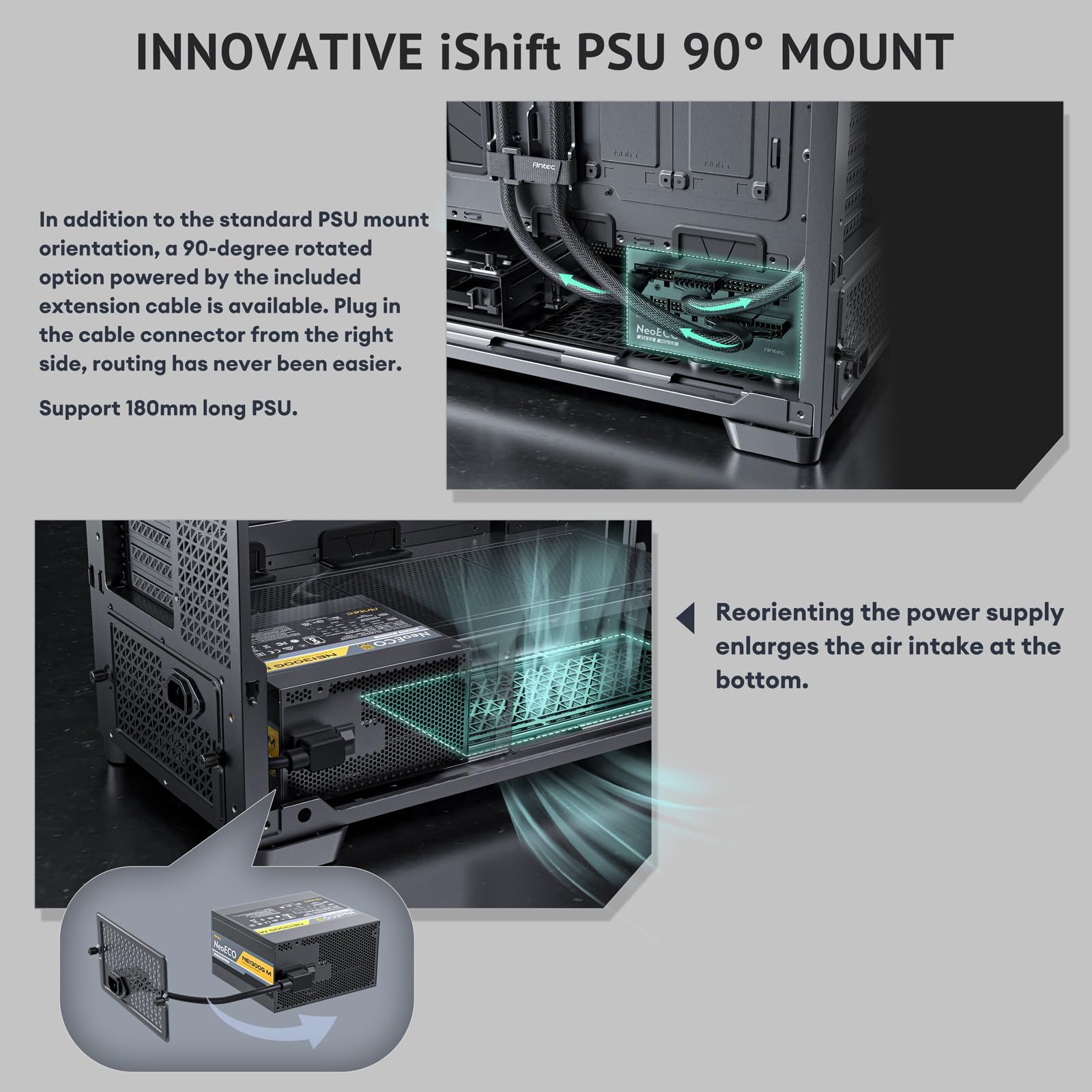 強化ガラスパネルと木材を使用した冷却型フルタワーPCケースです