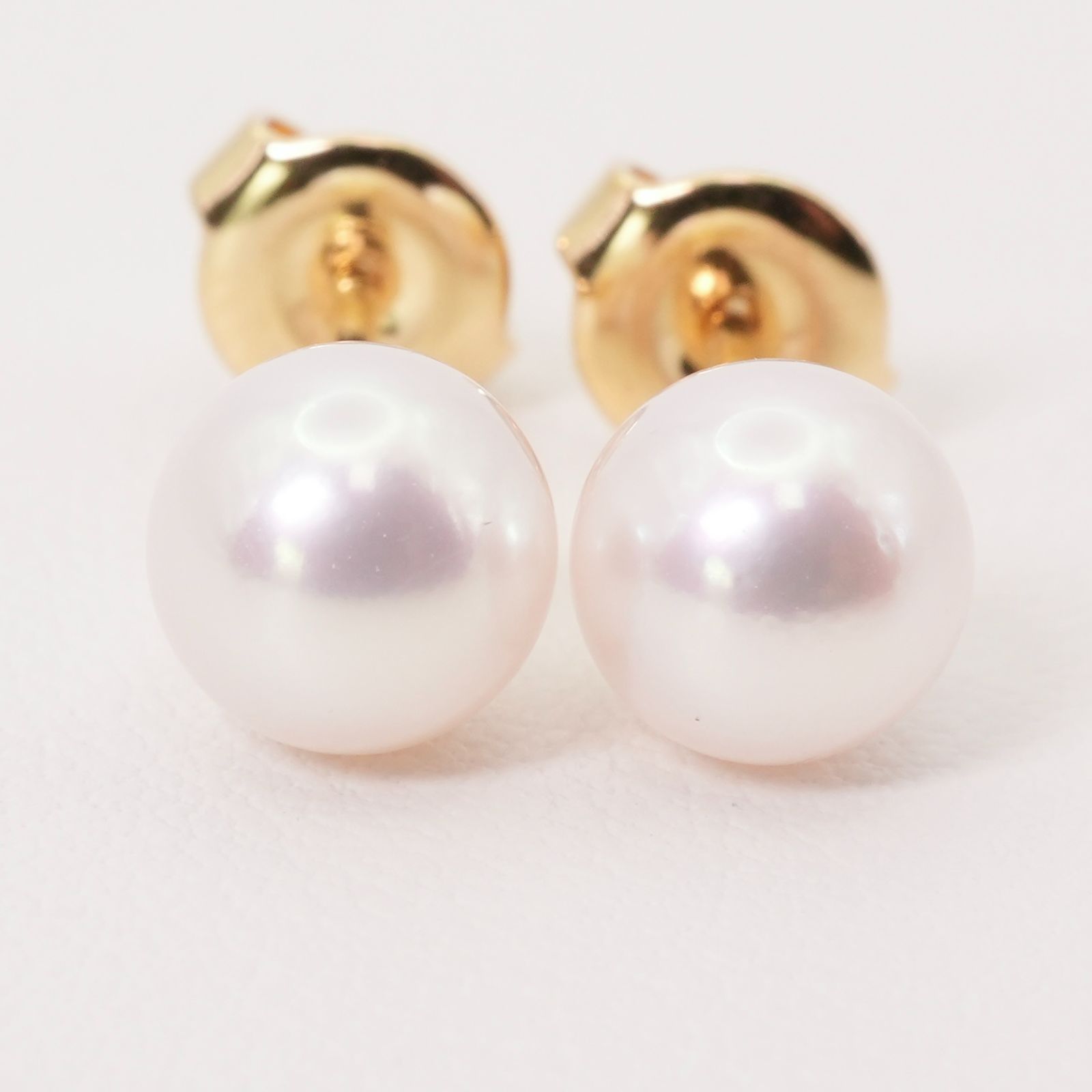 美品 ミキモト K18 パール 真珠 アコヤ ピアス/24-5654S