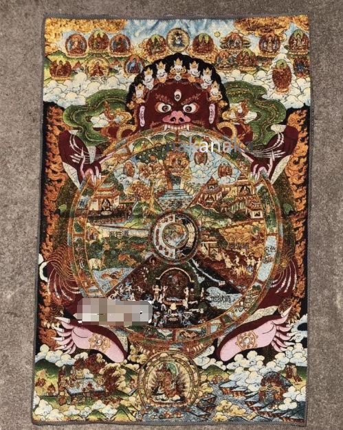 密教美術 六道輪廻 金糸刺繍掛け軸 チベット仏教芸術 - メルカリ