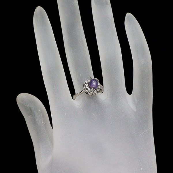 Pt900 スターサファイア ダイヤモンド リング 1.63ct D0.14ct