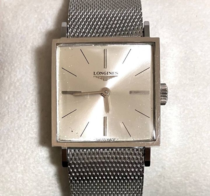 ★稼動品★LONGINES ロンジン★手巻き★シルバー文字盤★スクエア★ボーイズサイズ★メンズ腕時計★ギャランティ等付属★