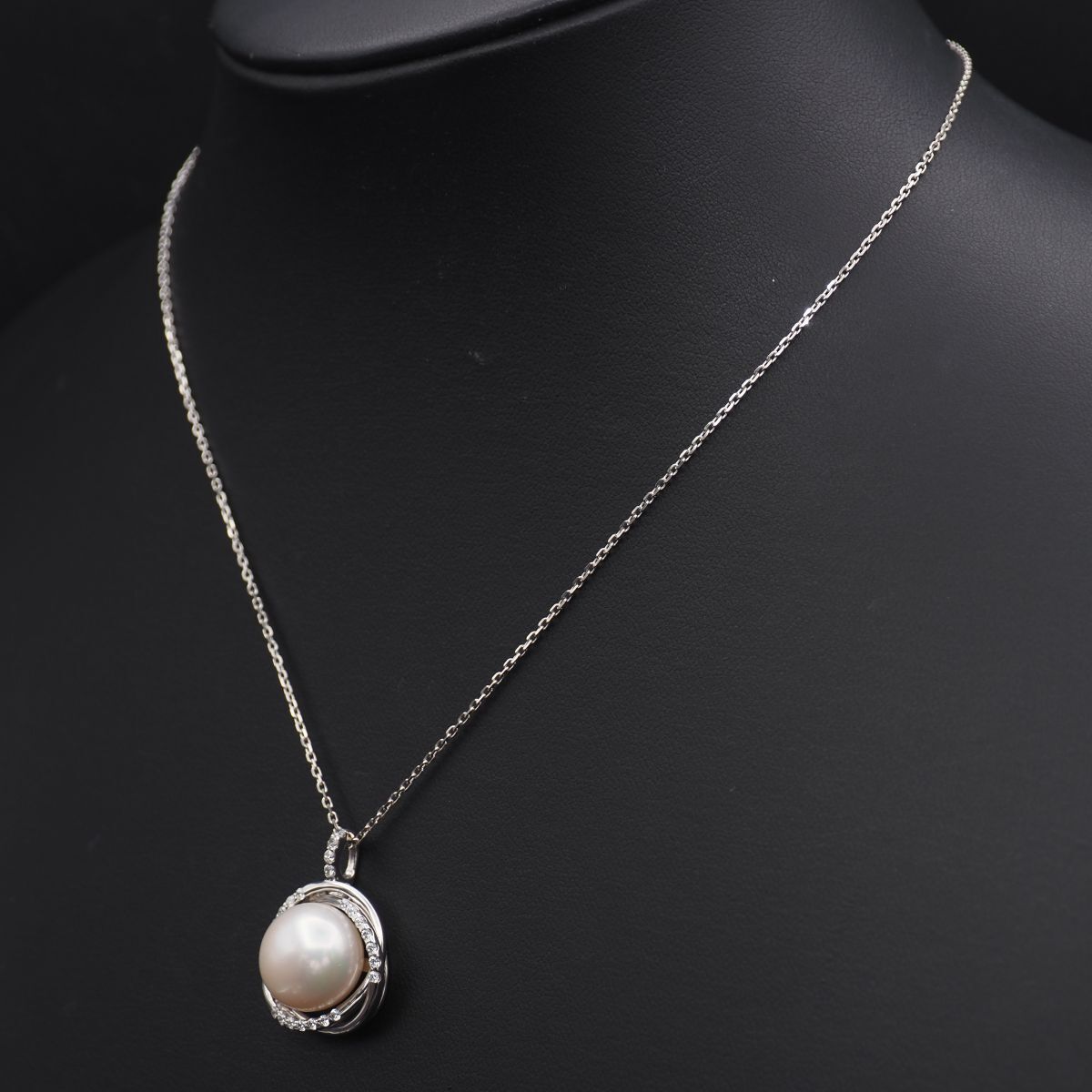美品　マベパール　シルバーネックレス B033 マベパール 真珠 STERLING SILVER925刻印 ペンダント