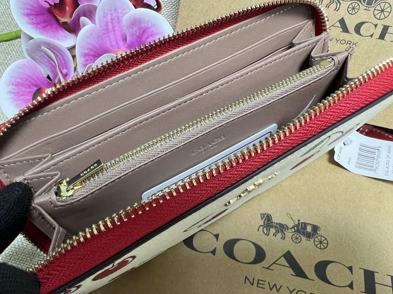 COACH】ロングジップ アラウンドウォレット 長財布 チェリー プリント