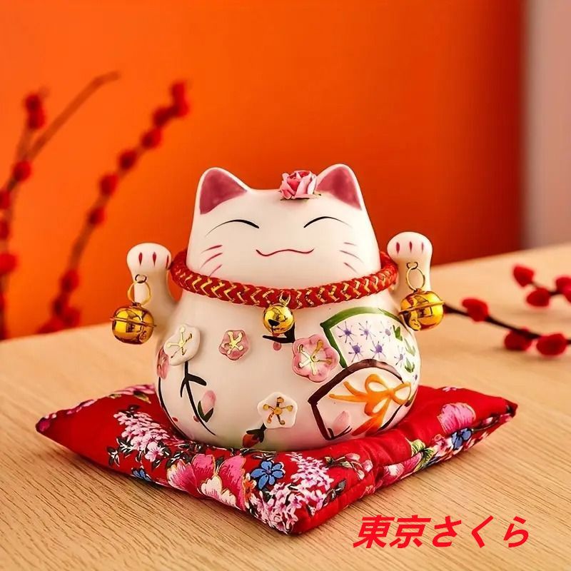 招き猫　猫の置物　オブジェ 人気商品発売中】招き猫 猫 置物 オブジェ レッド ピンク 貯金箱