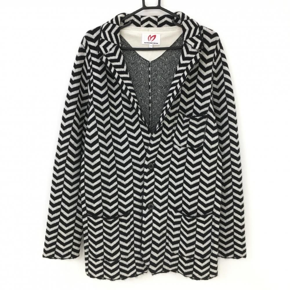 SALE価格【超美品】マスターバニー テーラードジャケット 白×黒 ヘリンボーン柄 メンズ 5(L) ゴルフウェア サンプル品 MASTER BUNNY EDITION