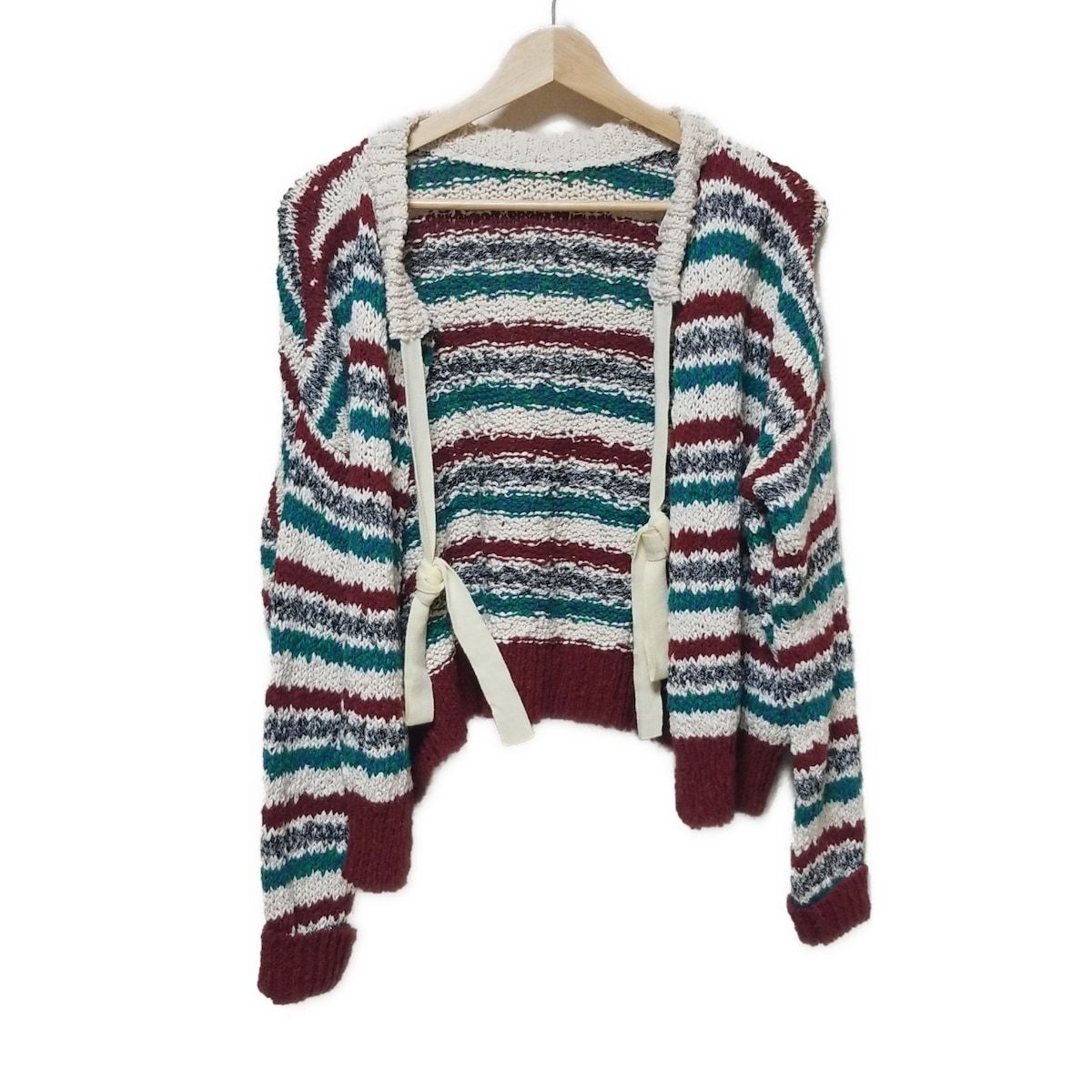 MARNI マルニ カーディガン サイズ36 S レディース - アイボリー×ボルドー×マルチ 長袖|ボーダー