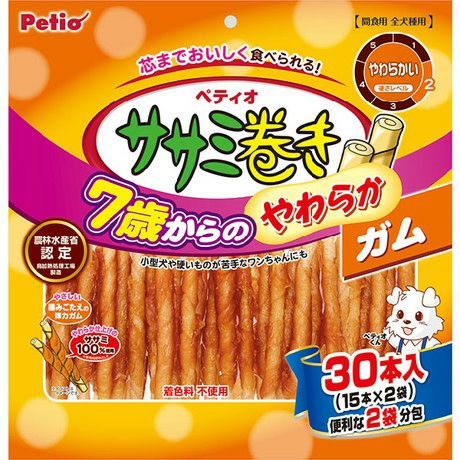 同梱不可 10個セット ペティオ 7歳からのやわらか ササミ巻き ガム 30本入