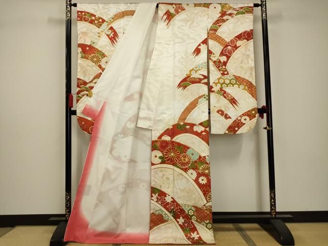 掛下 正絹 豪華 金通 豪華金駒刺繍 U-349 □豪華振袖 駒刺繍 糸巻花文 暈し染め 金彩 正絹 逸品 - メルカリ