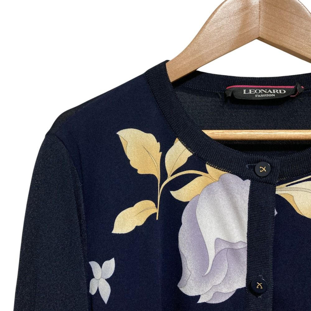 美品 LEONARD レオナール カンカンストレッチ フラワープリント