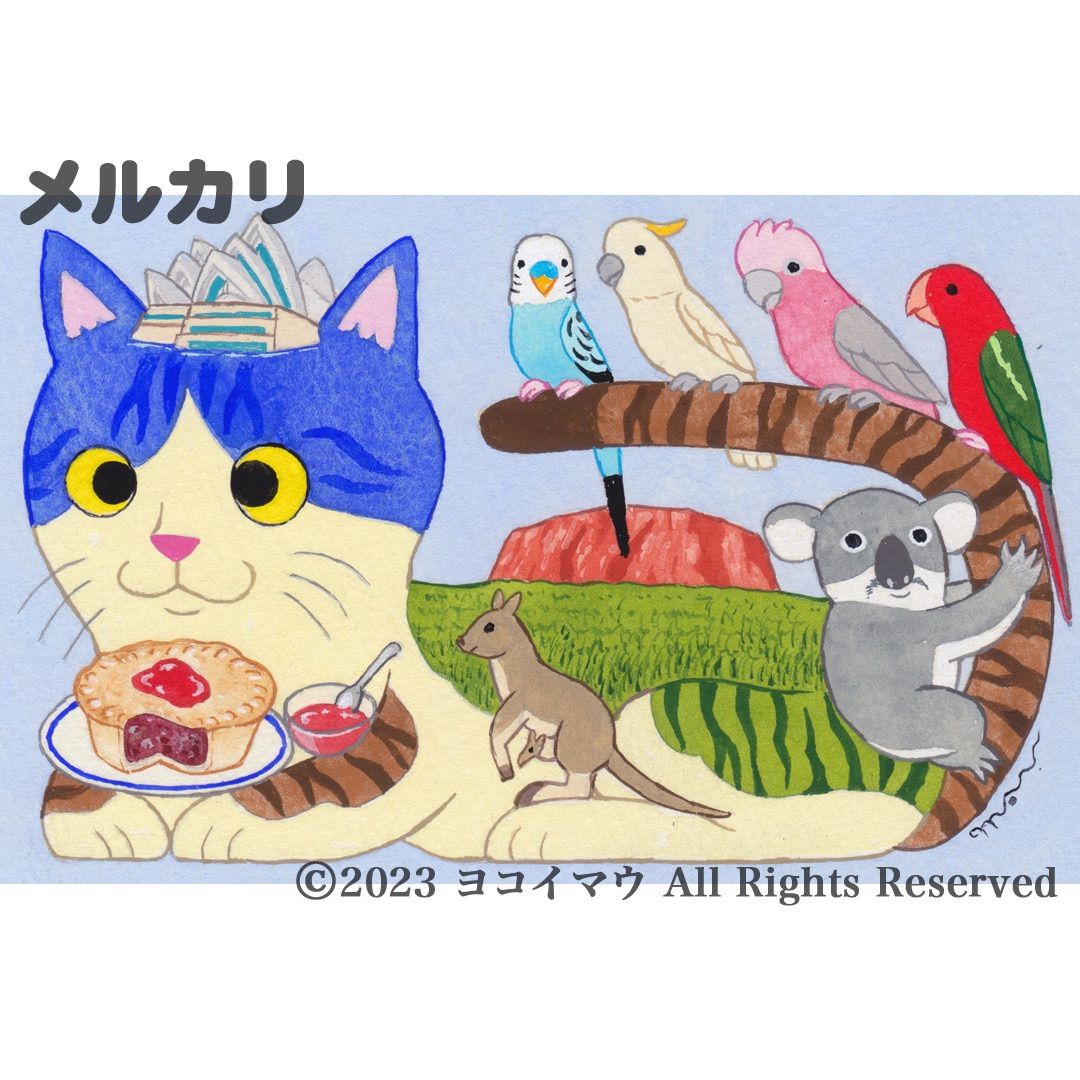 原画「猫の背中になにかある〜ロシア」猫/イラスト/アート/絵画