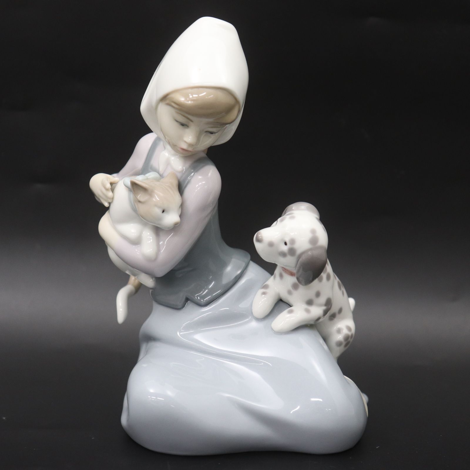 ITYPK2F268KK 即決 本物 美品 LLADRO リヤドロ 5032 少女と猫と犬 陶器 ...