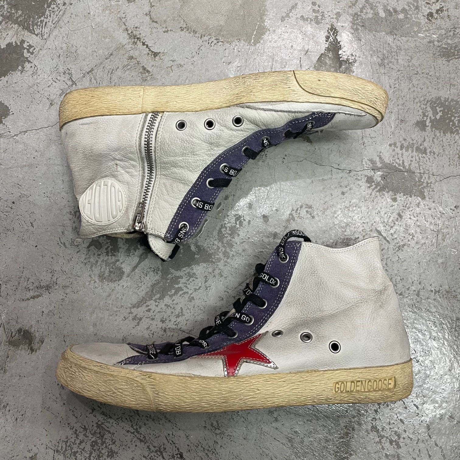 GOLDEN GOOSE サイドジップ レザー ハイカット スニーカー ゴールデングース 42 75010A1