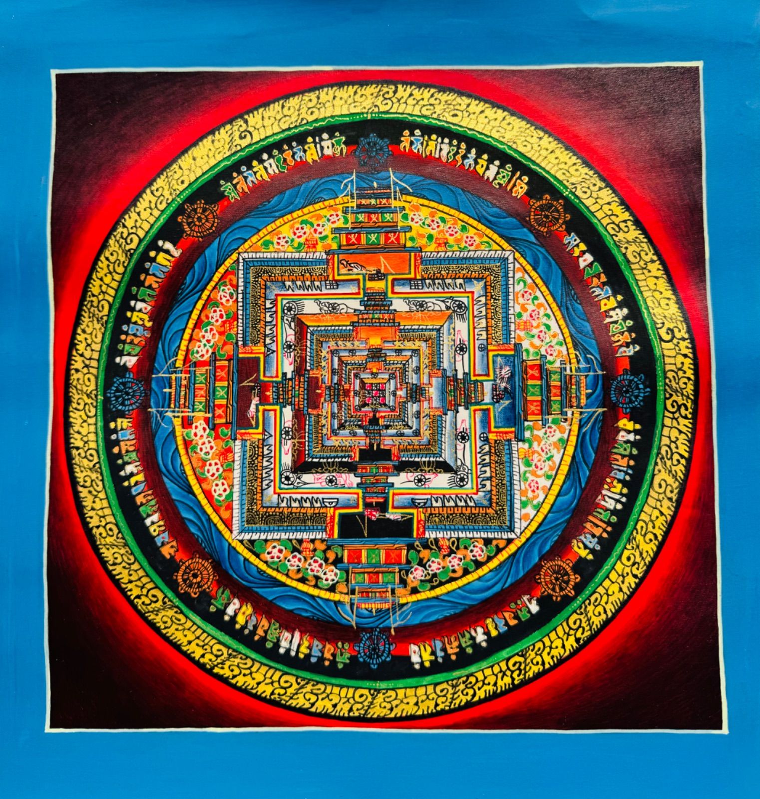 カラチャクラ 手書き 曼陀羅 タンカ ストゥーパ オールピースマンダラ