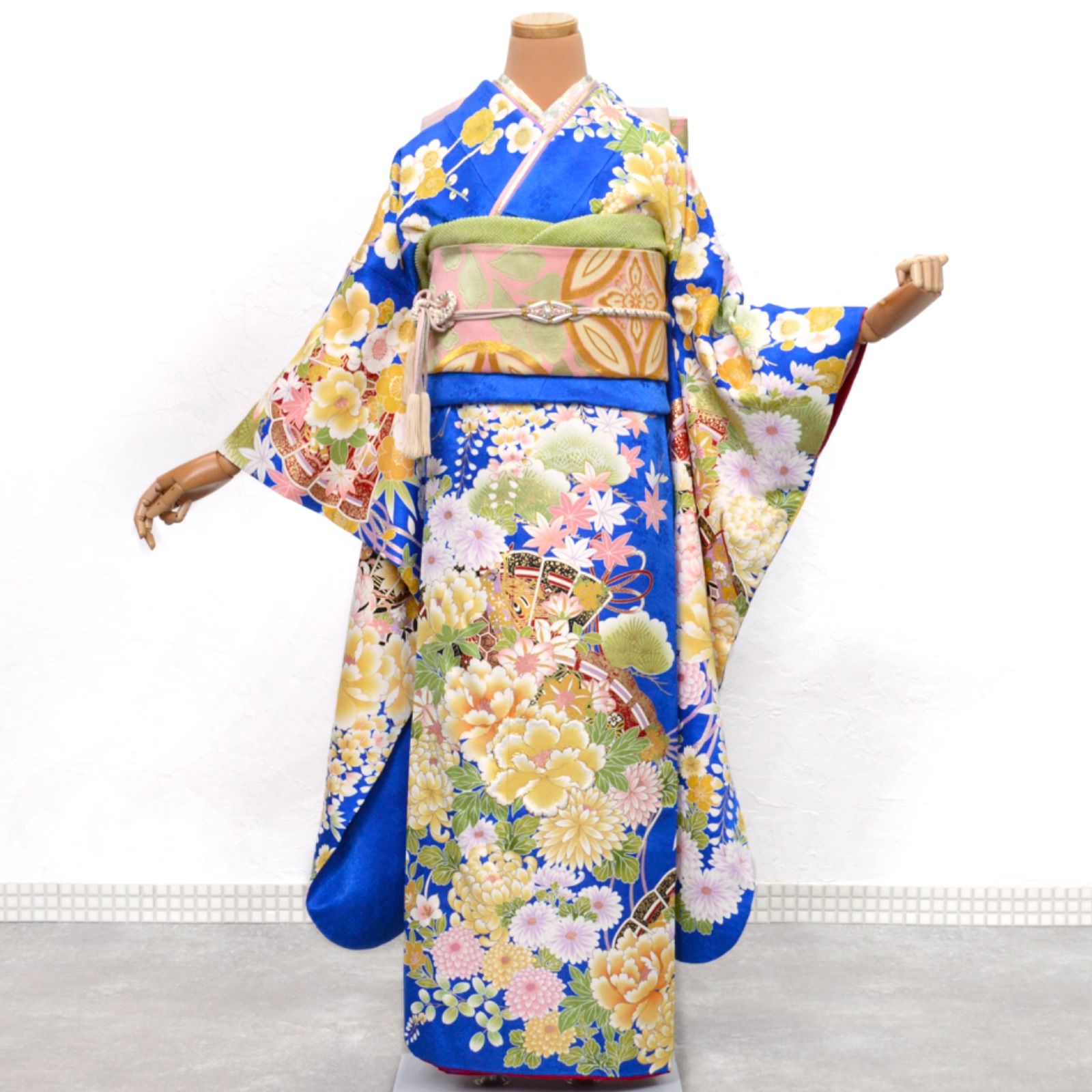 美品》正絹 振袖フルセット SS〜Mサイズ 成人式 振袖セット パール 