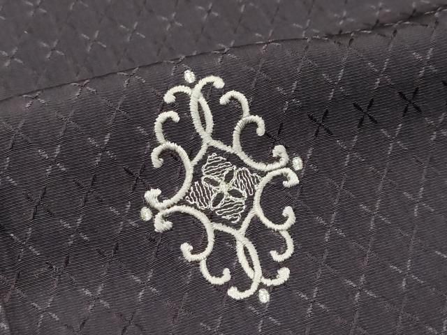 平和屋本店□極上 タッサーシルクゴールド 小紋 総刺繍 銀糸 証紙付き  