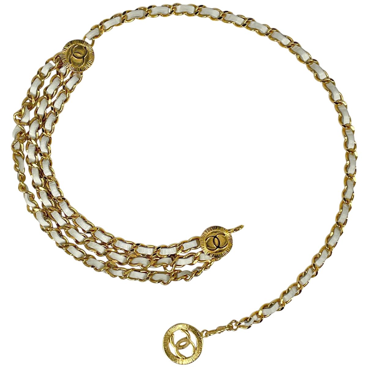 シャネル CHANEL ココマーク チェーン ベルト CC 3連 ベルト GP レザー 