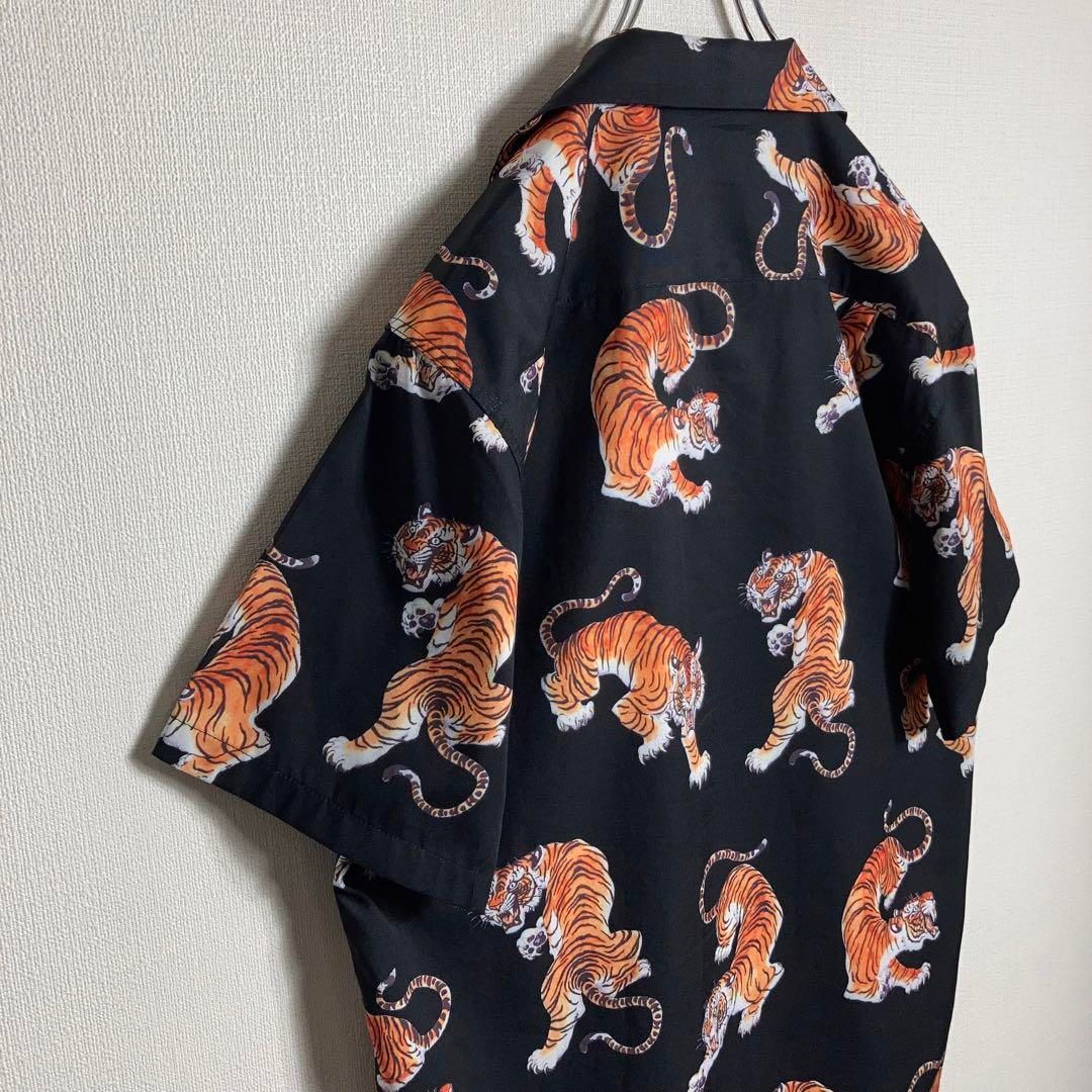 美品】WACKO MARIA アロハシャツ 半袖 開襟 レーヨン 虎 総柄 美品】WACKO MARIA アロハシャツ 半袖 開襟 レーヨン 虎 総柄