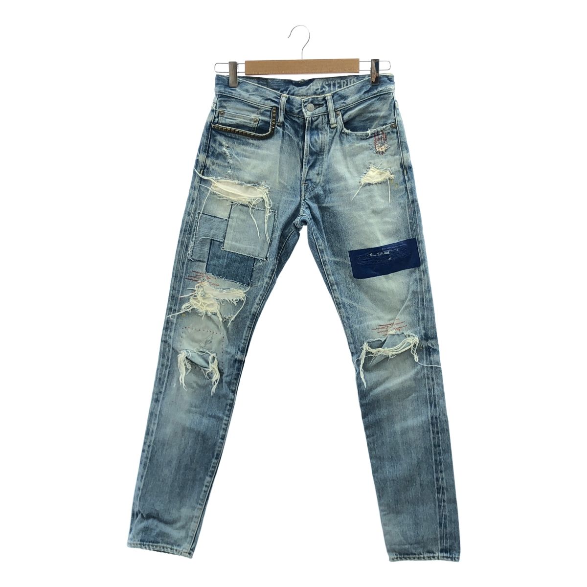 希少　ヒステリックグラマー　デニムパンツ　スタッズ　ダメージ加工 セルビッチ HYSTERIC GLAMOUR / ヒステリックグラマー | ダメージ加工