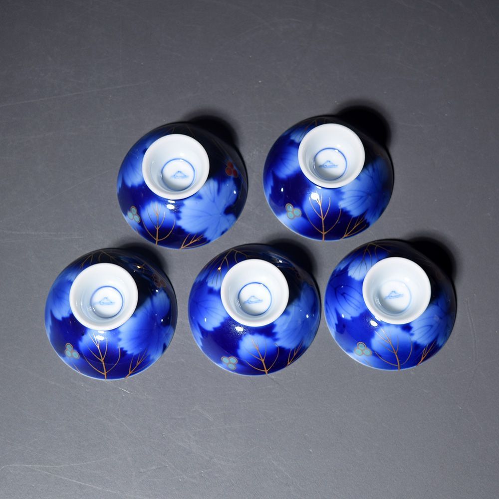 新品未使用品 有田焼 宮内庁御用達 深川製磁 瑠璃葡萄 酒器揃 徳利 盃