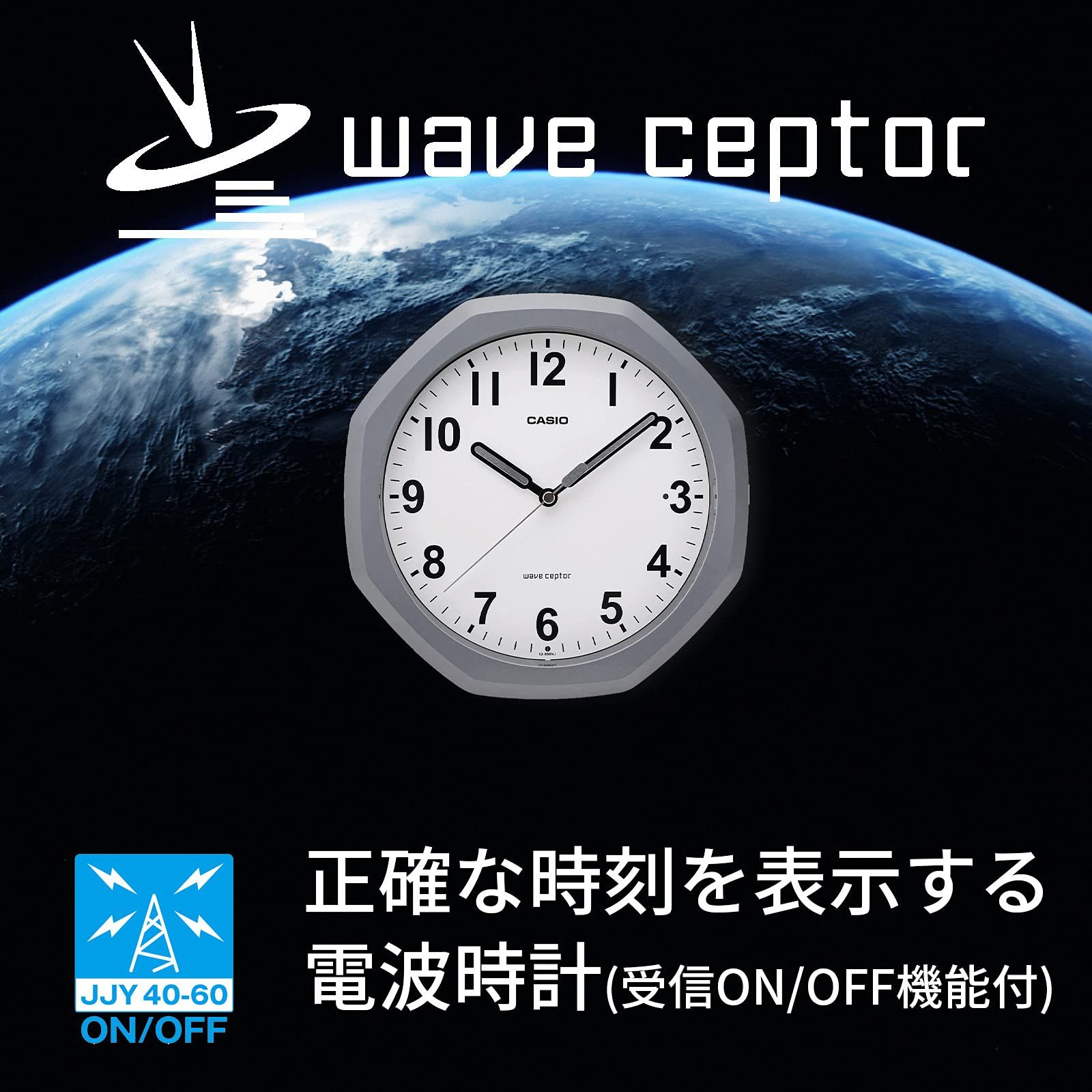 CASIO カシオ 掛け時計 壁掛け時計 電波時計 グレー アナログ 自動点灯 夜間秒針停止 置き掛け兼用 IQ-888NJ-8JF NEXPOTALLINN_EU