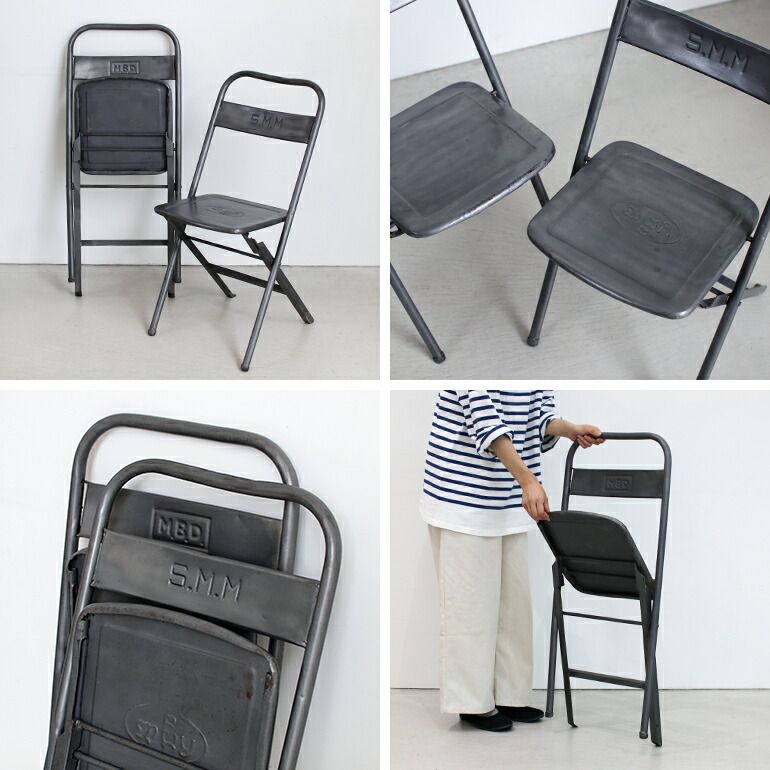 新品】PUEBCO[プエブコ] VINTAGE STEEL FOLDING CHAIR