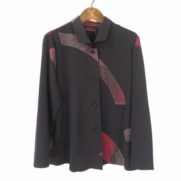 a 詩仙堂 ヒトシタムラ シセンドウ ジャケット シャツ 黒 赤 マルチ ちりめん 縮緬 和風 和装 和服 和柄 レディース 933740 k01