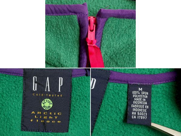 90s OLD GAP プルオーバー フリース ジャケット M ギャップ 緑