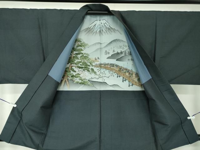 平和屋着物○男性 紬 アンサンブル 80亀甲 総詰め 正絹 逸品  