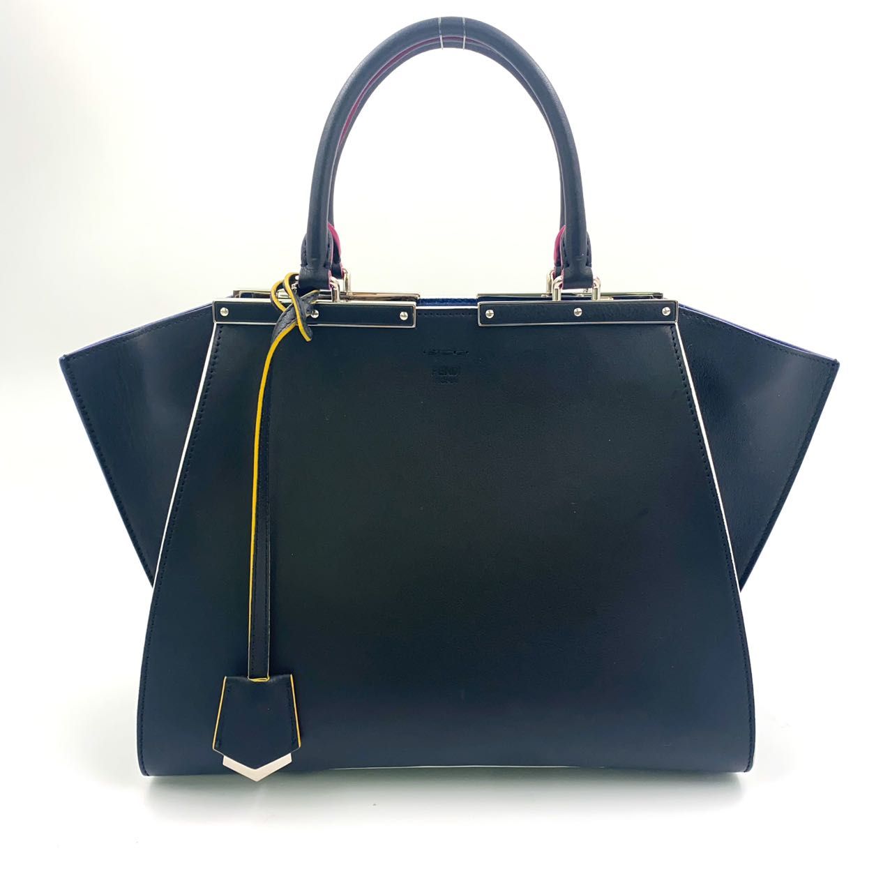 FENDI トロワジュール 2WAY レザー ブラック ショルダーバッグ 