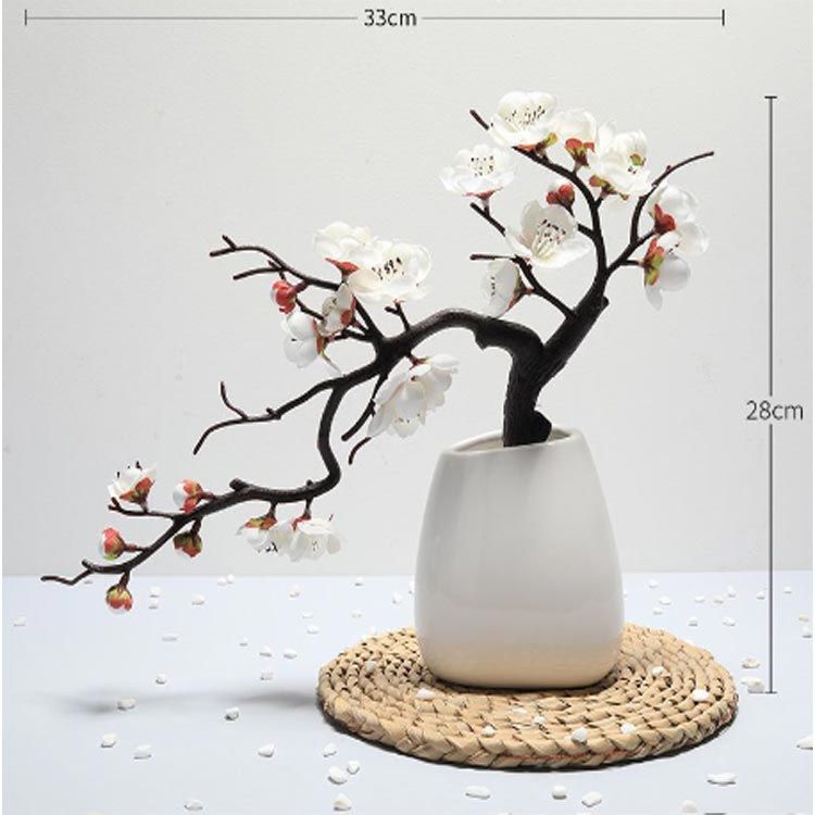 工芸盆栽　梅　ハンドメイド　盆栽　アートフラワー　造花 564bfc77f71a74cd13fe5033c73a93