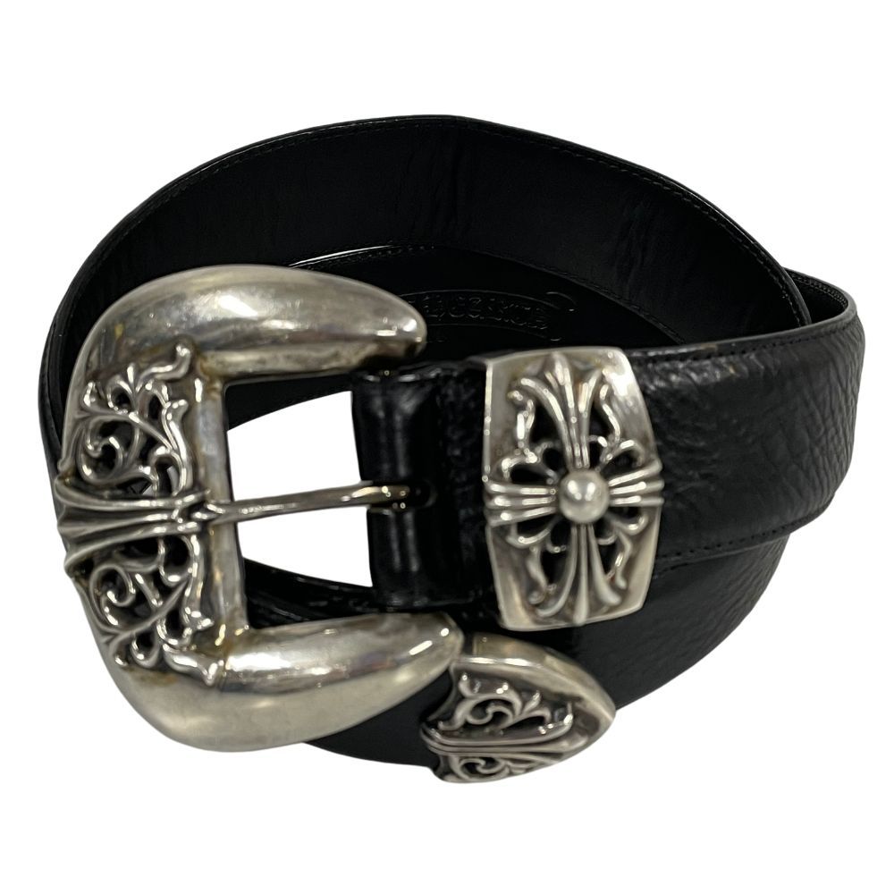 CHROME HEARTS クロムハーツ クラシック3PC レザーベルト34 クロムハーツクラシック3PC ベルト レザー ブラック系 CHROME