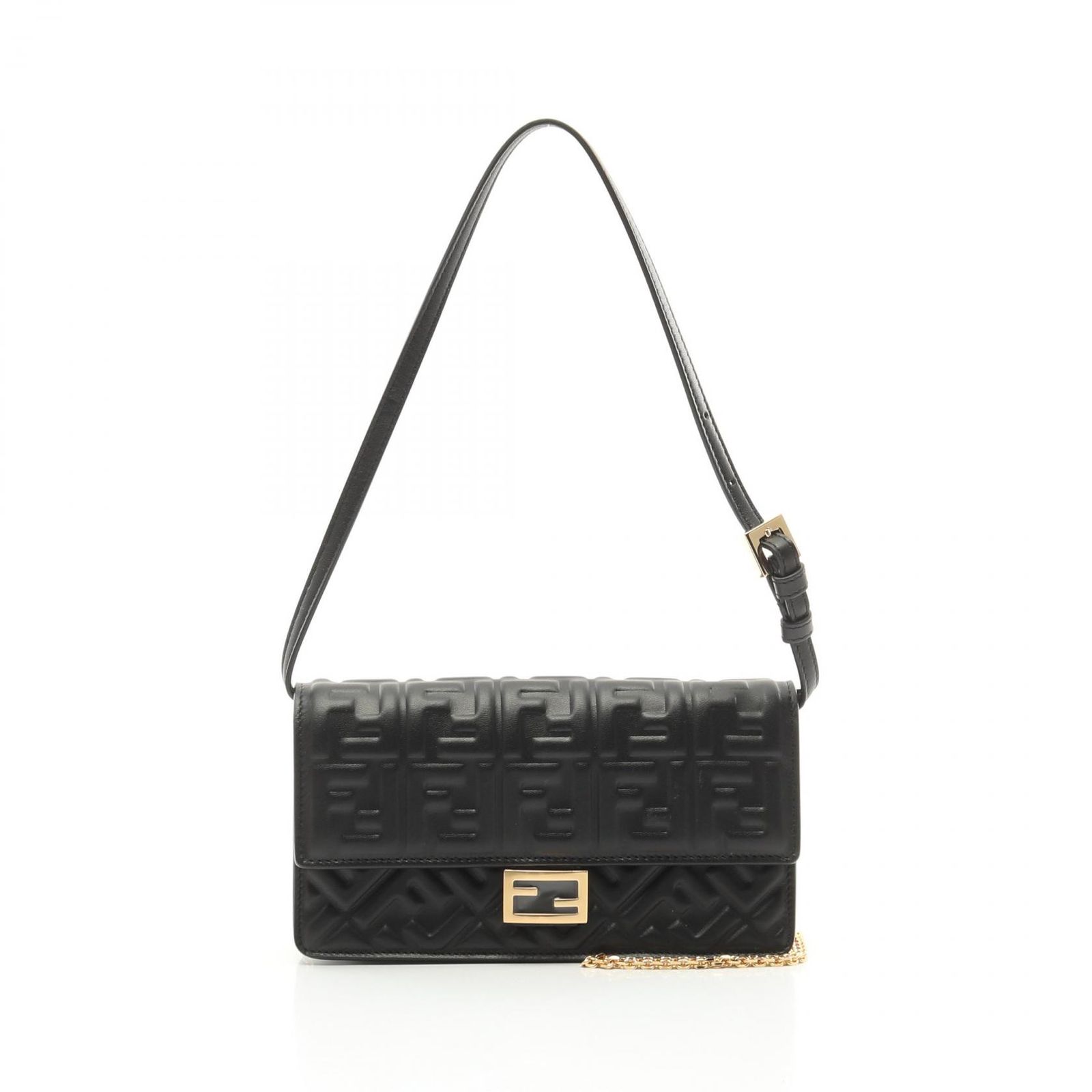 フェンディ FENDI ショルダーバッグ バゲット FFエンボス 8M0498AAJDF0KUR ブラック レザー トートバッグ レディース