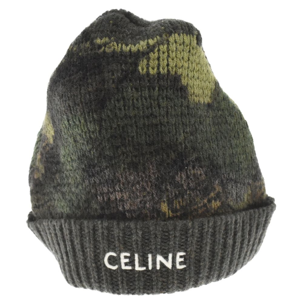 CELINE (セリーヌ) 22AW ロゴ刺繍 カモフラージュ ビーニー ニット
