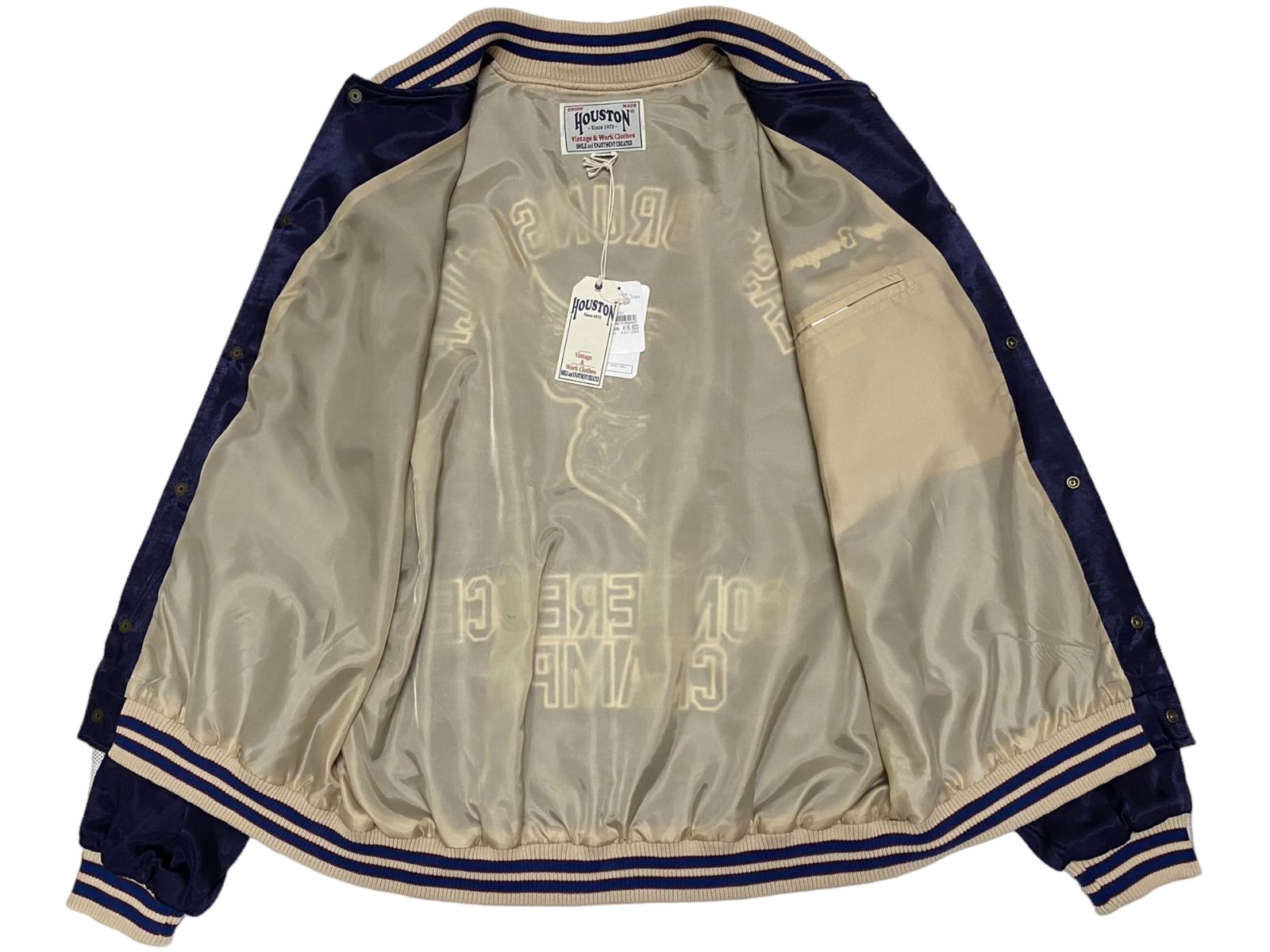 HOUSTON (ヒューストン) RAYON AWARD JACKET（EAST）レーヨンアワードジャケット 51250 L ネイビー 紺 メンズ/104